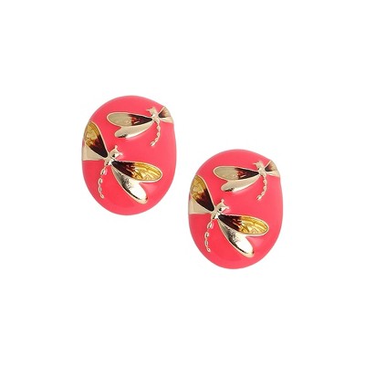 SOHI Women's Neon Pink The Dragonfly Stud Earrings