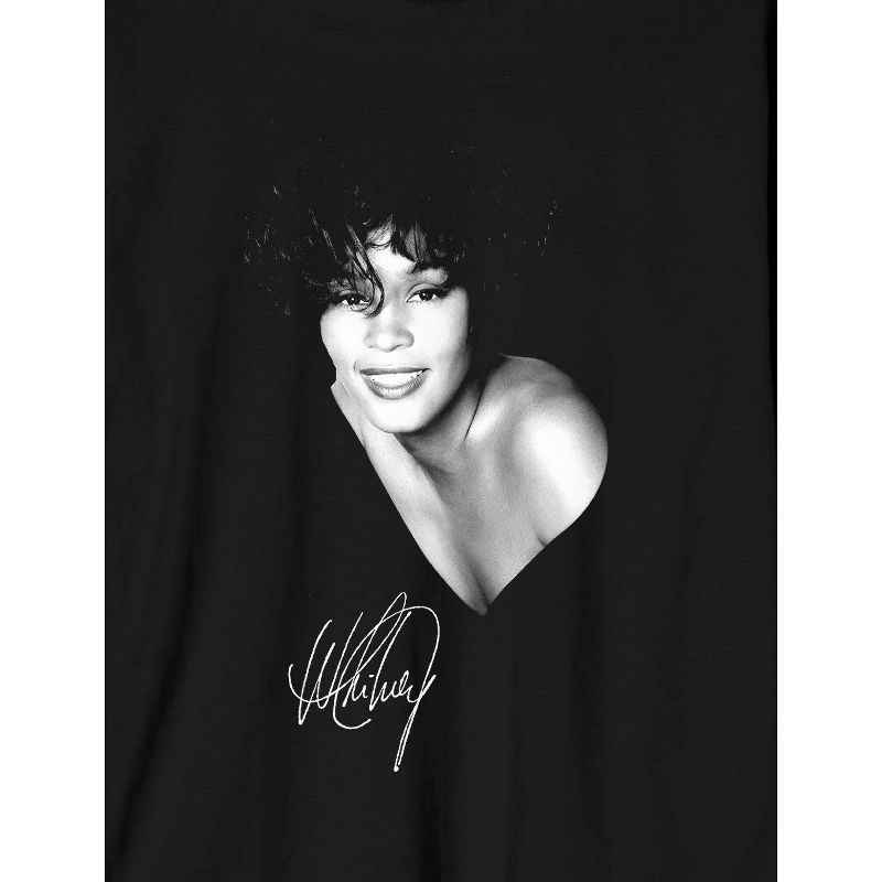 Whitney Houston Black & White Photo Cutout Crew Neck Long Sleeve Men's Tee, 2 of 4