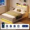 Greenstell Upholstered Lift Storage Bed with LED Lights & Charging Station, Modern Platform Bed, Heavy Duty Wooden Slats - 2 of 4