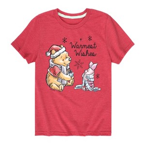 Boys' - Winnie the Pooh - Pooh & Piglet Warmest Wishes Christmas Short Sleeve Graphic T-Shirt - 1 of 4