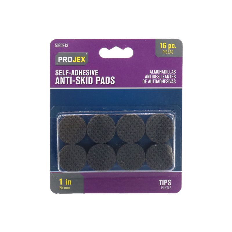 Projex Rubber Self Adhesive Non-Skid Pad Black Round 1 in. W 16 pk, 2 of 3