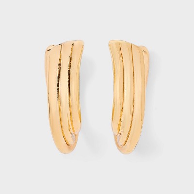 Twisted J-Hoop Earrings - A New Day™ Gold: Nickel-Free Metal, Post Closure, 1.4" Length, 0.85" Width, Drop Style