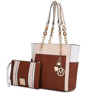 MKF Collection Rochelle Vegan Color Block Vegan Leather Women’s Tote Bag with Wristlet by Mia K - 1 of 4