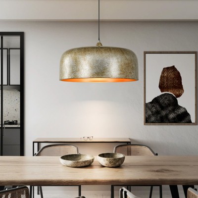 Rennnsan Zernira 20"W 1-Light Dome Industrial Dimmable Oversize Pendant in Brown