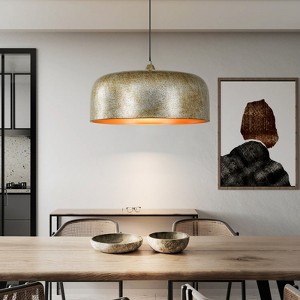 Rennnsan Zernira 20"W 1-Light Dome Industrial Dimmable Oversize Pendant in Brown - 1 of 4