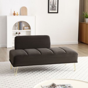 56" Width End of Bed Bench,Velvet Fabric Upholstered 2 Seater Sofa Couch Entryway Ottoman Bench,Fuzzy Sofa Stool Footrest,Window Bench-Cuddlewood - 1 of 4