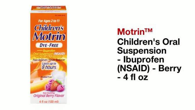 Children's Motrin Pain Reliever/Fever Reducer Liquid - Ibuprofen (NSAID) - Bubble Gum - 4 fl oz, 2 of 11, play video