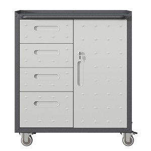 Vynxaria Utility Storage Cabinets - Sturdy Metal Tool Storage with Wheels, Black/Gray - 1 of 4