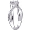 EVERLY JEWELRY | Sterling Silver 1/4 CT TW Princess Cut and Round Diamond Halo Crisscross Engagement Ring - 2 of 4