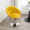 Roundhill Furniture Noas Velvet Upholstered Tufted Back Swivel Accent Chair, Yellow - 2 of 4