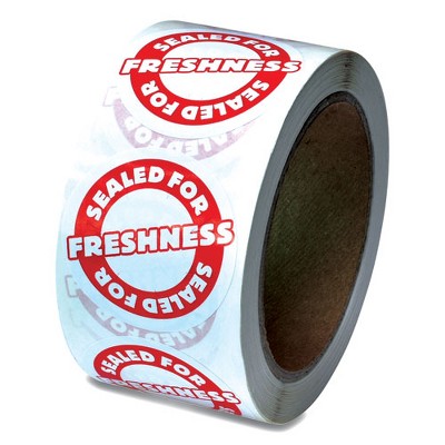 Iconex Tamper Seal Label, 2" dia, Red/White, 500/Roll, 4 Rolls/Carton