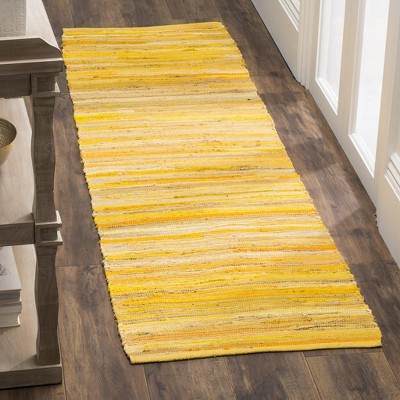Handmade Yellow and Multicolor Wool Runner Rug, 2'3" x 7'