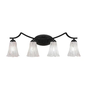 Toltec Lighting Zilo 4 - Light Vanity in  Matte Black with 5.5" Fluted Italian Ice Shade - 1 of 1