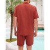 Men 2 Piece Set Short Sleeve Button Down Shirt and Drawstring Short Set Casual Summer Beach Outfit - 4 of 4