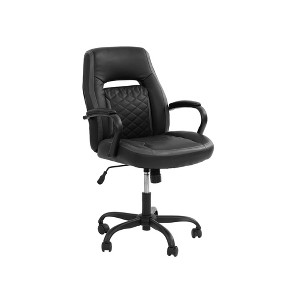 Simple Relax Upholstered Office Chair with Padded Armrests in Black and Grey - 1 of 4