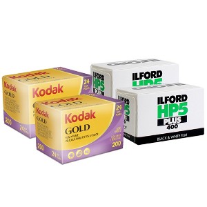 Kodak GOLD 200 Color Negative Film (35mm, 24 Exposures, 2 Units) w/ Ilford HP5 Plus BndW Negative Film (35mm, 36 Exposures, 2 Units) - 1 of 4