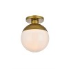 Elegant Lighting Eclipse 1 Light Brass Flush Mount With Frosted White Glass - 3 of 4