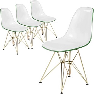LeisureMod Cresco Modern Acrylic Dining Chairs (Set of 4) – Eiffel Gold Chrome Base, Stylish Accent Chairs for Contemporary Dining Rooms & Kitchens - 1 of 4