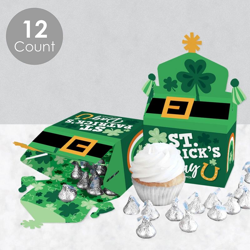 Big Dot of Happiness Shamrock St. Patrick's Day - Treat Box Party Favors - Saint Paddy's Day Party Goodie Gable Boxes - Set of 12, 3 of 9