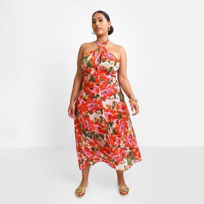 Rebdolls Women's Giada Floral Halter Midi Slip Dress