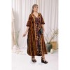 LA LEELA Women's Summer Batik Caftan Loungewear House Dashiki Dress Kaftan Nightshirts for Women Sleepwear Plus size 2X-3X Brown, Floral - 4 of 4