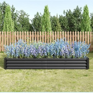 Lyngins 8x4x1ft Raised Garden Beds Outdoor, Galvanized Metal Planter, Open Bottom, Anti-Rust, Outdoor Planter Bed for Flowers,Vegetables, Herbs - 1 of 4