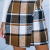 Women's Retro Brown Plaid Faux Wrap Mini Skirt- Cupshe - 4 of 4