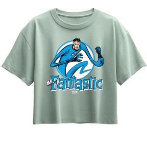 Girls' - Marvel - Fantastic Four Mr Fantastic Circle Short Sleeve Boxy Graphic T-Shirt - 1 of 1