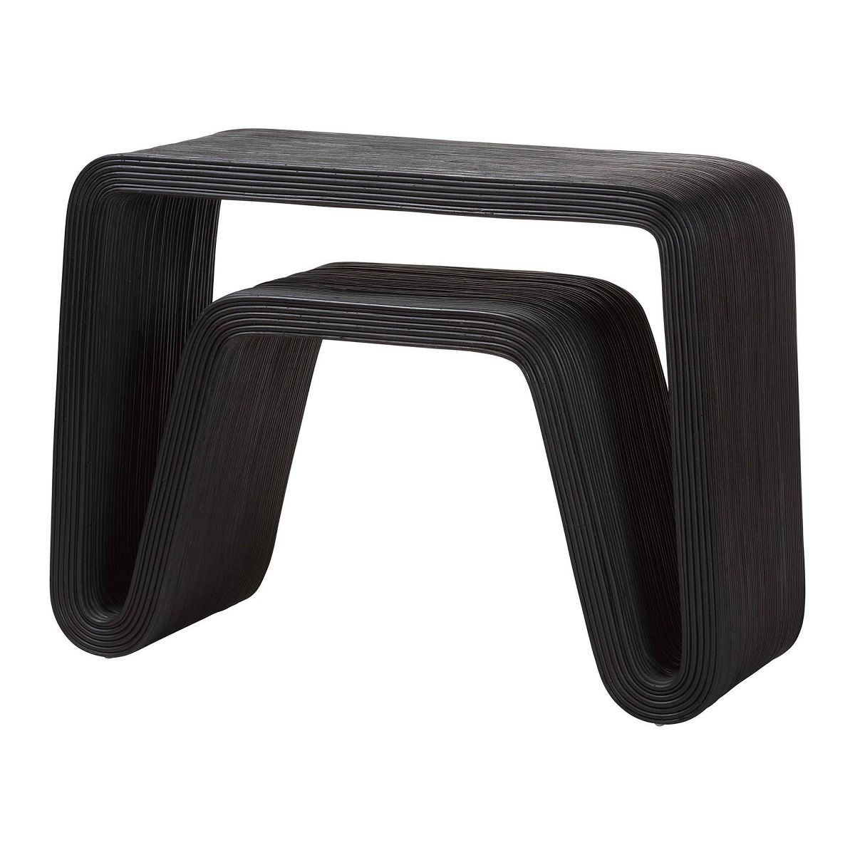 bali & pari Abebi Black Rattan Console Table Black - thumbnail 5