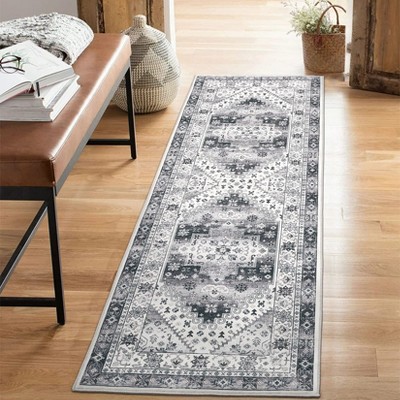 Faux Wool Vintage Diamond Pattern Area Rug Machine Washable Foldable Ultra Thin Non Slip Stain Resistant Pet Friendly Carpet