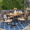 Christopher Knight Home Powell Outdoor Acacia Wood and Wicker 7 Piece Dining Set with Cushion, Teak/Brown - 2 of 4