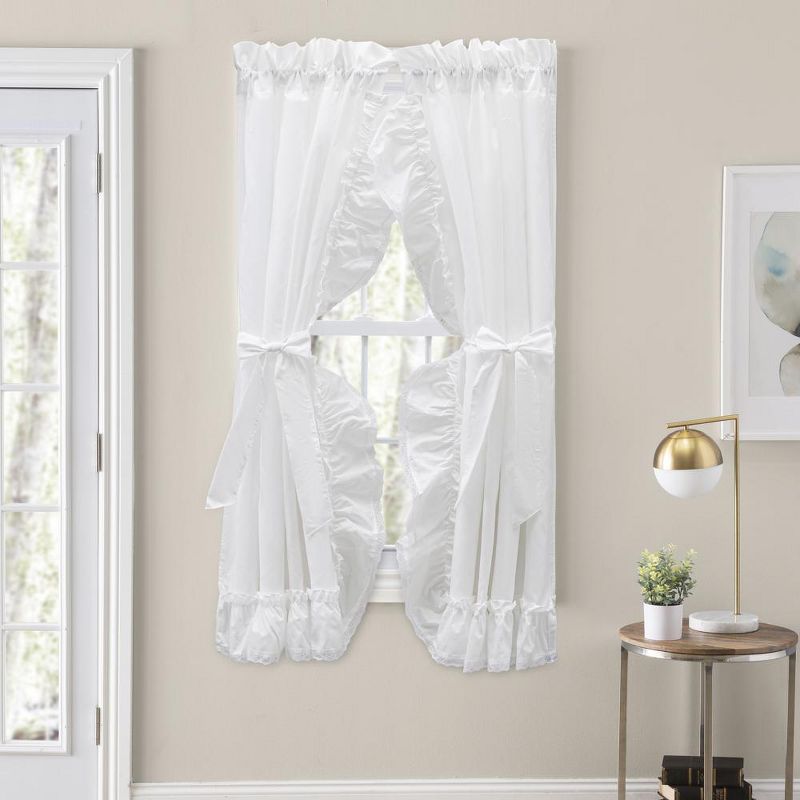 Ellis Curtain Madelyn Ruffled Victorian Priscillas 1.5" Rod Pocket Curtain Panel White, 2 of 5