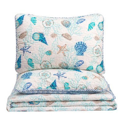 Coral Bliss Full/Queen Reversible Microfiber Quilt Set