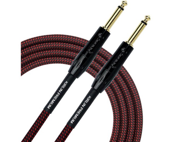 KIRLIN Premium Plus Instrument Cable with Black/Red Woven Jacket 20 ft.