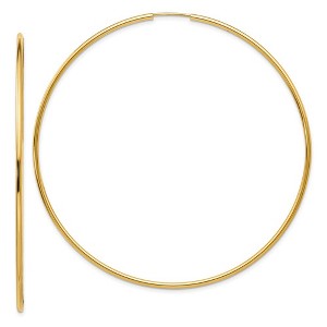 Black Bow Jewelry 1.5mm x 72mm 14k Yellow Gold Polished Endless Tube Hoop Earrings - 1 of 4