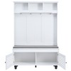 Vynxaria 5-in-1 Entryway Bench with Shutter-shaped Doors, Coat Rack, Cushion, and 4 Hooks - Stylish Storage Solution for Hallways - 3 of 4