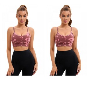 INSPIRE CHIC 2 Pcs Women's Tie-Dye Adjustable Straps U Back Wirefree Full Support Workout Sports Bras - 1 of 4