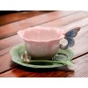 Kevins Gift Shoppe Ceramic Rose with Butterfly Cup and Saucer and Spoon-1 Set - image 2 of 4