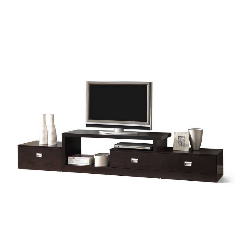 Marconi Asymmetrical Modern TV Stand for TVs up to 70&#34; Brown - Baxton Studio, 3 of 5