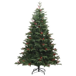 vidaXL Artificial Hinged Christmas Tree Green PVC Large - 1 of 4