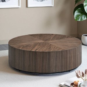 35.43" MDF Drum Pedestal Coffee Table (No Assembly) - 1 of 4