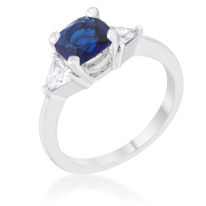 Slickblue Sleek 1.8ct CZ Classic Statement Ring, Cushion Cut Center & Trillion Accents, Multiple Color Option, Sizes 5-10 - 1 of 4