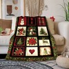 Snowy Bliss, Cozy Christmas Flannel Throw Blanket - Snowman, Tree & Deer Design | Soft Red & White Winter Decor for Couch, Bed, Sofa. - 4 of 4