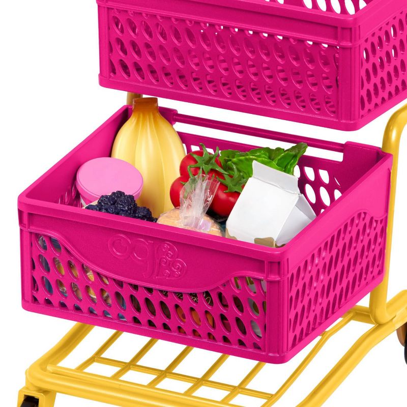 Our Generation Grocery Day Shopping Cart Pink &#38; Yellow Accessory Set for 18&#34; Dolls, 6 of 9