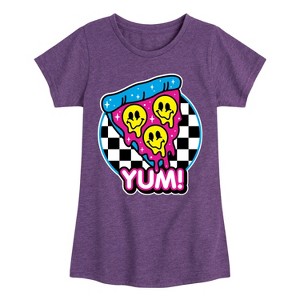 Girls' - Instant Message - Y2K Pizza Slice Fitted Short Sleeve Graphic T-Shirt - 1 of 4