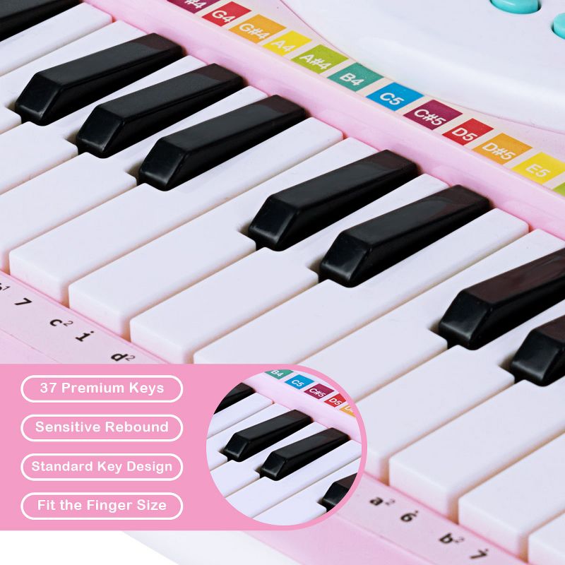Costway 37-Key Toy Keyboard Piano Electronic Musical Instrument BluePink, 4 of 11