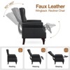 Single Sofa Recliner Chair with Wingback & Rivet Decoration, Faux Leather Accent Chair, Black - 3 of 4