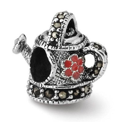 Black Bow Jewelry Sterling Silver, Enameled, and Marcasite Watering Can Bead Charm