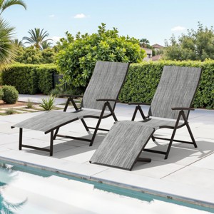 Crestlive Products Outdoor Aluminum Folding Recliner Adjustable Chaise Lounge (Set of 2) - 1 of 4