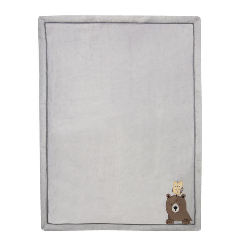 Lambs & Ivy Sierra Sky Grey Bear/Owl Soft Fleece Baby Blanket, 3 of 6